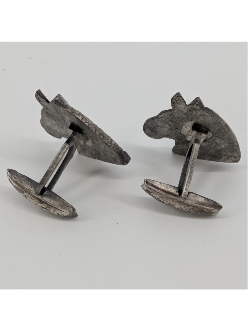 Vintage NCO Club Ka-Zabra Zebra Cufflinks Tie Clip Set Silver Tested Germany